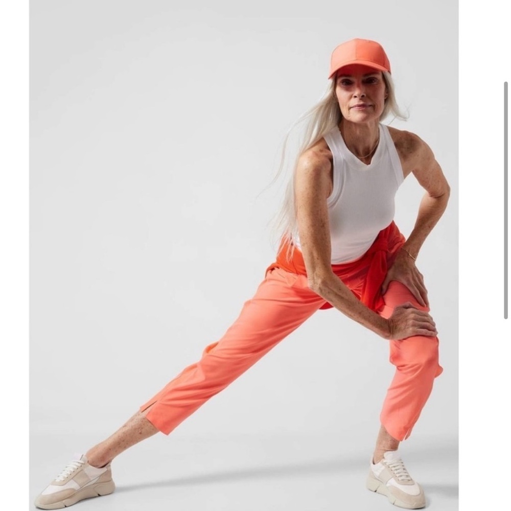Athleta Brooklyn Ankle Athletic Stretch Pants Sunset Glow Coral za. View 2